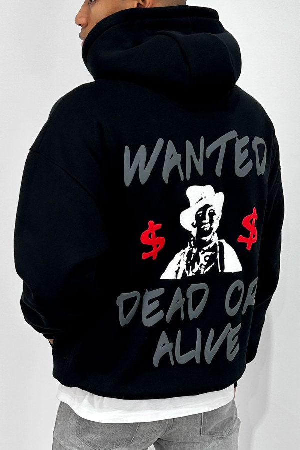 Dead or Alive Puff Print Hoodie - Black For Cheap