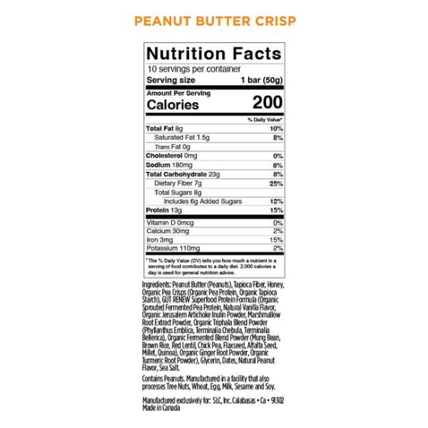 GUT RENEW Peanut Butter Crisp Snack Bar (10 Count) Hot on Sale - Image 3