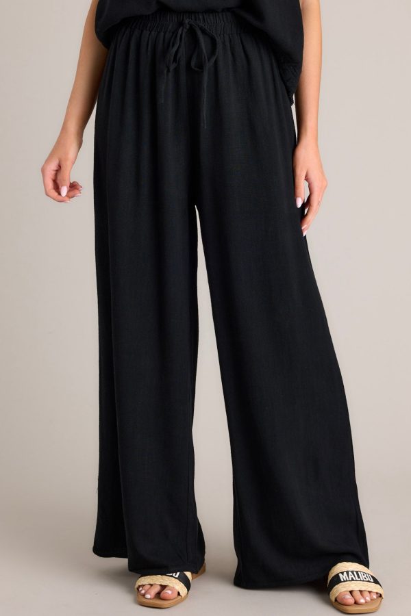 Neutral Nomad Black Linen Blend Pants Hot on Sale - Image 2