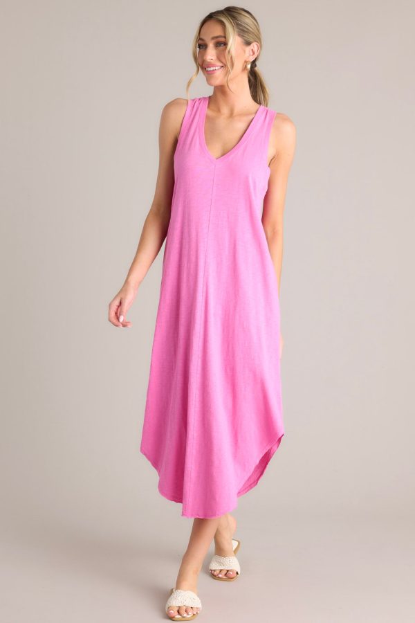 Z-Supply Reverie Slub Heartbreaker Pink Midi Dress Supply - Image 4