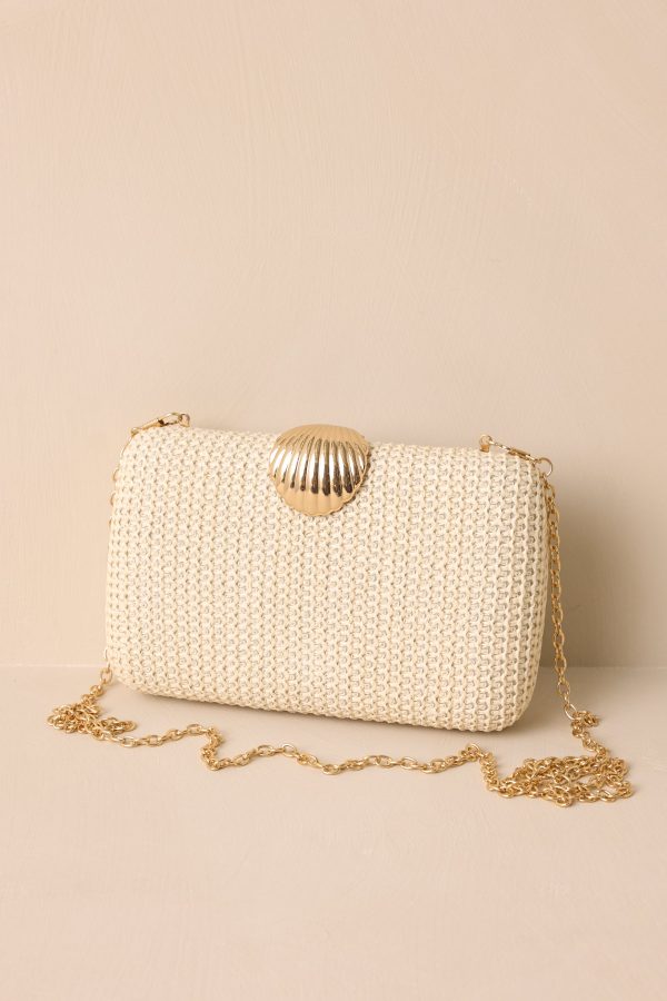 Lost In Time Natural Ivory Woven Clutch For Cheap