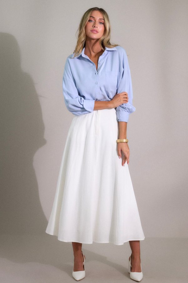 Luna Glow Ivory Linen Blend Maxi Skirt For Cheap