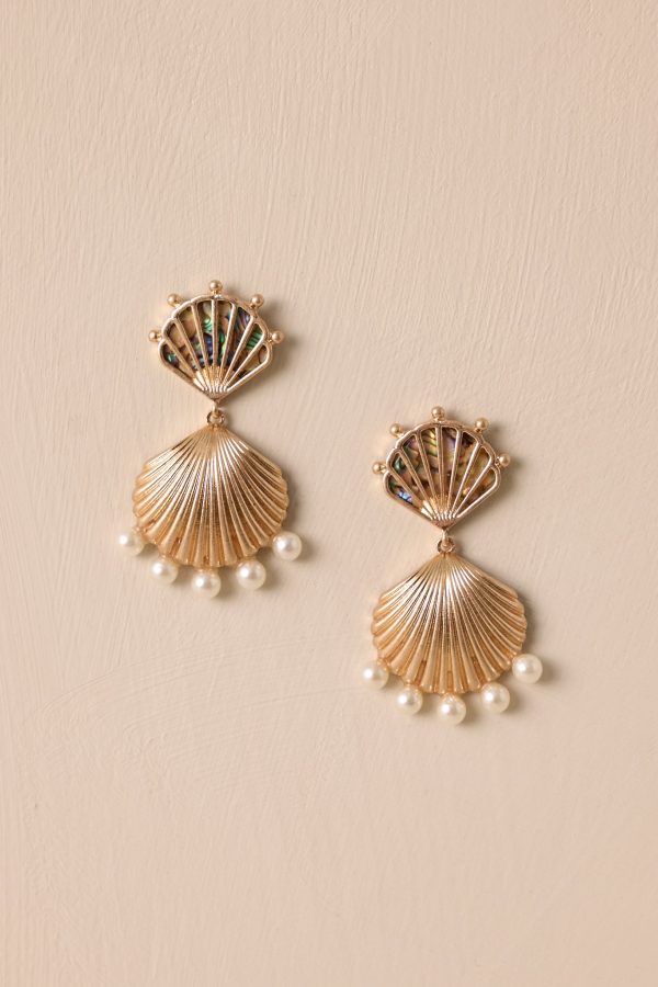 Seashell Radiance Gold Drop Earrings Online Hot Sale