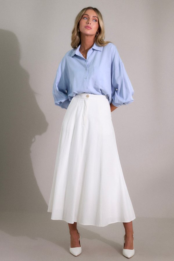 Luna Glow Ivory Linen Blend Maxi Skirt For Cheap - Image 5