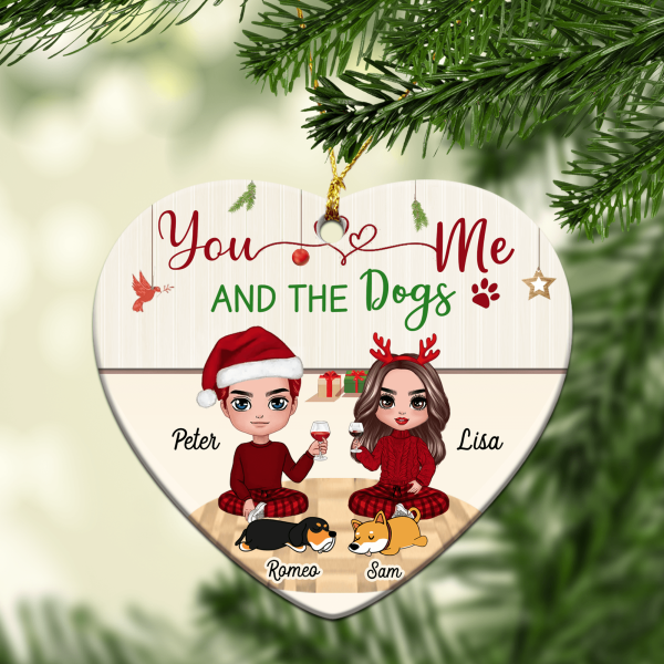 You Me And The Dogs Dog Personalized Heart Ornament, Christmas Gift for Dog Lovers, Dog Dad, Dog Mom - HO010PS02 For Discount
