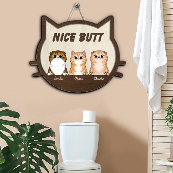 Cat Nice Butt Personalized Custom Shaped Wooden Sign, Personalized Gift for Cat Lovers, Cat Mom, Cat Dad - CS005PS08 For Cheap - Image 2