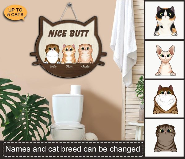 Cat Nice Butt Personalized Custom Shaped Wooden Sign, Personalized Gift for Cat Lovers, Cat Mom, Cat Dad - CS005PS08 For Cheap